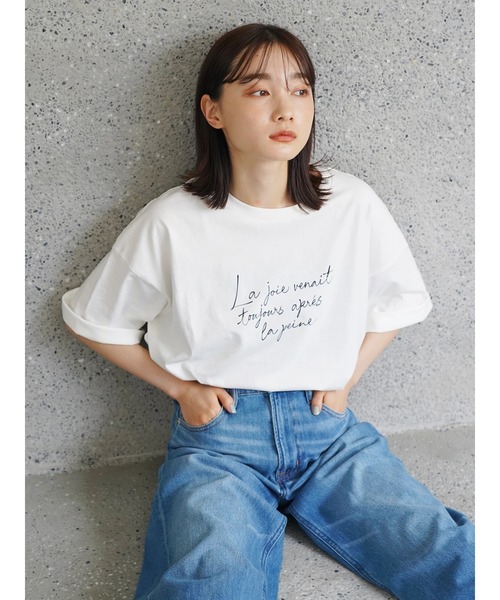 AMERICAN HOLIC（アメリカンホリック）の「サイドスリットロゴカットプルオーバー（Tシャツ/カットソー・レディース・ホワイト/ブラック/オフホワイト・M/L）」の6枚目の写真