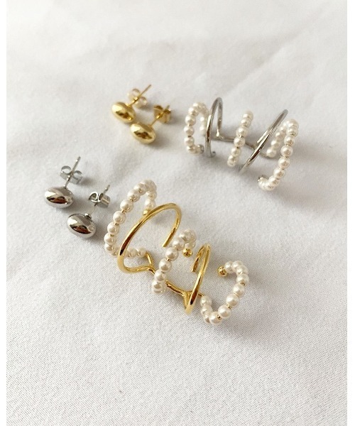 mou（モウ）の「ファッショナブルパールイヤーカフピアスセット（ピアス（両耳用）・レディース・シルバー/ゴールド・FREE）」の5枚目の写真