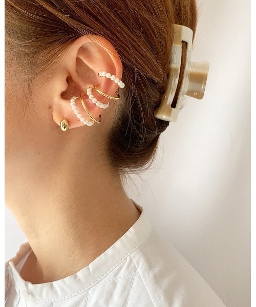 mou（モウ）の「ファッショナブルパールイヤーカフピアスセット（ピアス（両耳用）・レディース・シルバー/ゴールド・FREE）」の3枚目の写真