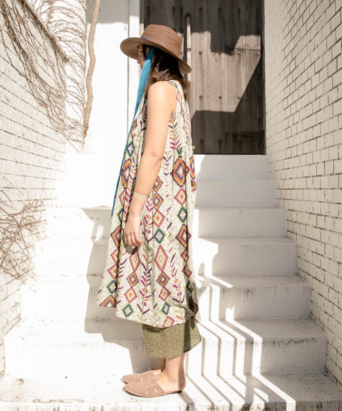 チャイハネ（チャイハネ）の「【チャイハネ】yul アジラルノースリーブワンピース（ワンピース・レディース・ホワイト/ベージュ/カーキ/ブラック・FREE）」の6枚目の写真