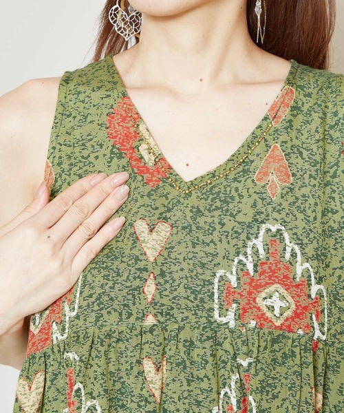 チャイハネ（チャイハネ）の「【チャイハネ】yul アジラルノースリーブワンピース（ワンピース・レディース・ホワイト/ベージュ/カーキ/ブラック・FREE）」の15枚目の写真