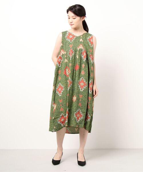 チャイハネ（チャイハネ）の「【チャイハネ】yul アジラルノースリーブワンピース（ワンピース・レディース・ホワイト/ベージュ/カーキ/ブラック・FREE）」の14枚目の写真