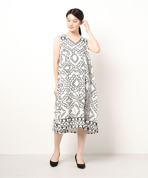 チャイハネ（チャイハネ）の「【チャイハネ】yul アジラルノースリーブワンピース（ワンピース・レディース・ホワイト/ベージュ/カーキ/ブラック・FREE）」の16枚目の写真