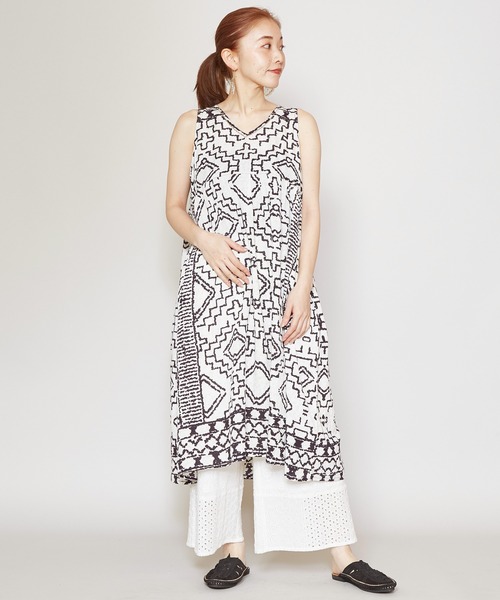 チャイハネ（チャイハネ）の「【チャイハネ】yul アジラルノースリーブワンピース（ワンピース・レディース・ホワイト/ベージュ/カーキ/ブラック・FREE）」の17枚目の写真