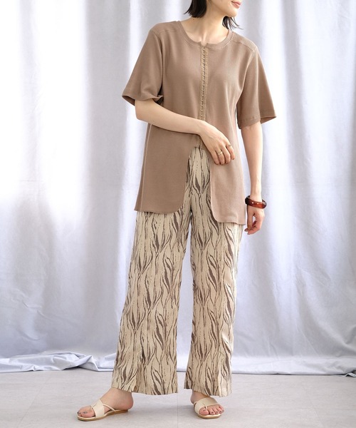 ＡＮＤＪ（アンドジェイ）の「ゼブラ柄フロントスリットイージーパンツ（その他パンツ・レディース・ベージュ/ブラック/テラコッタ・M）」の4枚目の写真