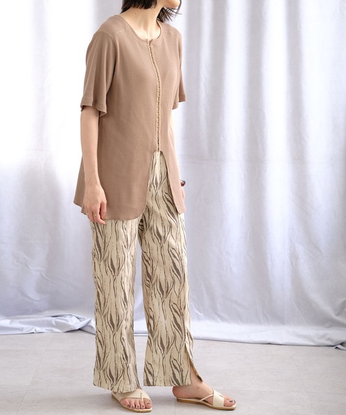 ＡＮＤＪ（アンドジェイ）の「ゼブラ柄フロントスリットイージーパンツ（その他パンツ・レディース・ベージュ/ブラック/テラコッタ・M）」の6枚目の写真