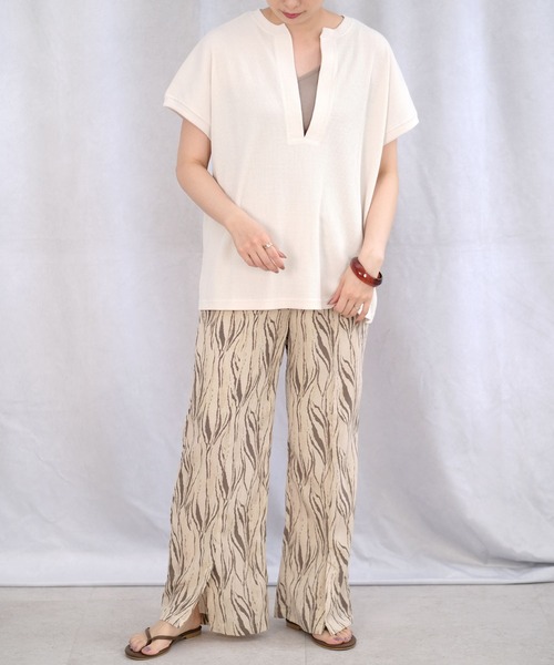 ＡＮＤＪ（アンドジェイ）の「ゼブラ柄フロントスリットイージーパンツ（その他パンツ・レディース・ベージュ/ブラック/テラコッタ・M）」の9枚目の写真