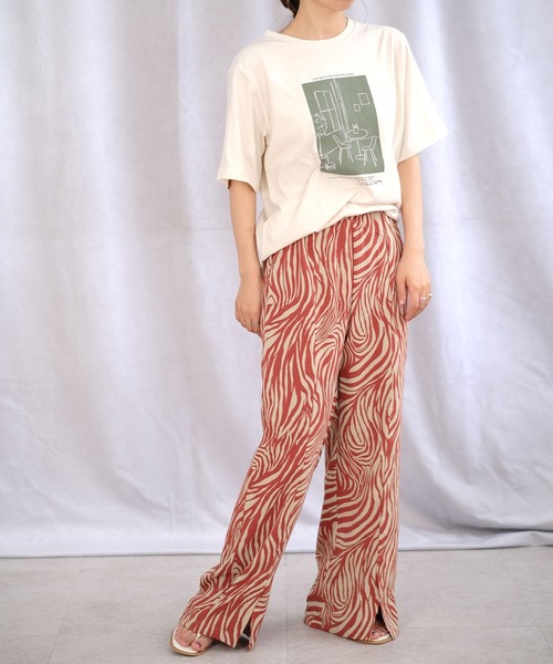 ＡＮＤＪ（アンドジェイ）の「ゼブラ柄フロントスリットイージーパンツ（その他パンツ・レディース・ベージュ/ブラック/テラコッタ・M）」の22枚目の写真