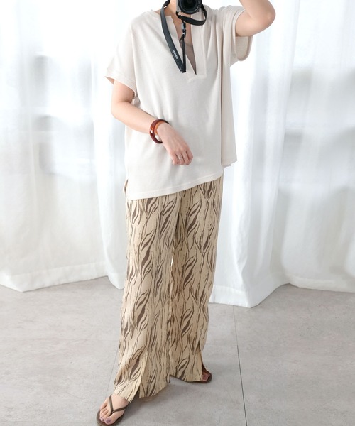 ＡＮＤＪ（アンドジェイ）の「ゼブラ柄フロントスリットイージーパンツ（その他パンツ・レディース・ベージュ/ブラック/テラコッタ・M）」の13枚目の写真