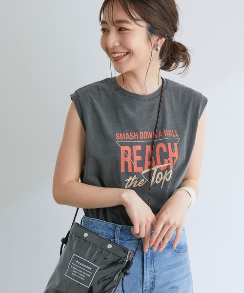 VIS（ビス）の「グラフィックアソートフレンチTシャツ（Tシャツ/カットソー・レディース・スミクロ/ベージュ/ホワイト・FREE）」の3枚目の写真