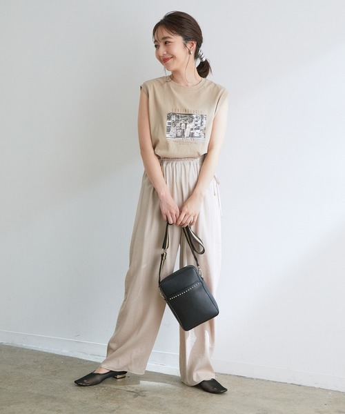 VIS（ビス）の「グラフィックアソートフレンチTシャツ（Tシャツ/カットソー・レディース・スミクロ/ベージュ/ホワイト・FREE）」の7枚目の写真