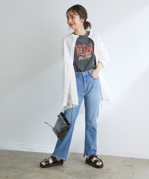 VIS（ビス）の「グラフィックアソートフレンチTシャツ（Tシャツ/カットソー・レディース・スミクロ/ベージュ/ホワイト・FREE）」の10枚目の写真