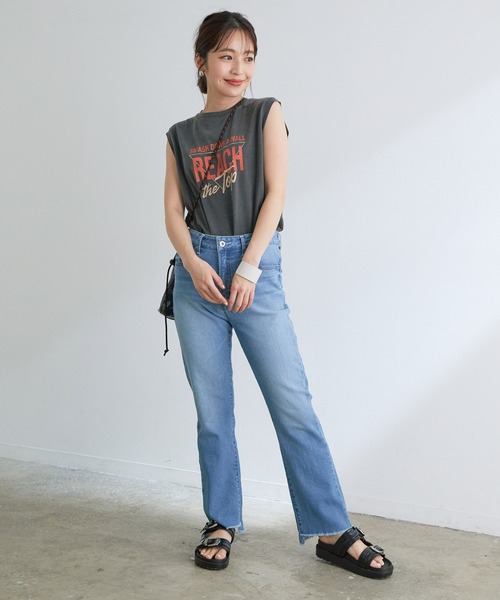 VIS（ビス）の「グラフィックアソートフレンチTシャツ（Tシャツ/カットソー・レディース・スミクロ/ベージュ/ホワイト・FREE）」の9枚目の写真