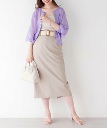 natural couture | ストレッチリネンベルト付タイトスカート(スカート)