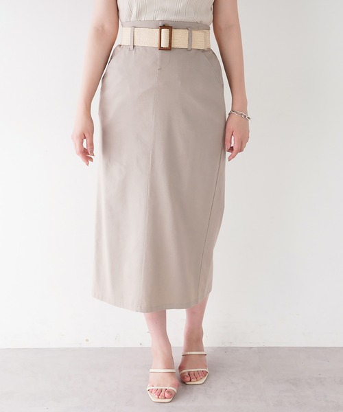 natural couture（ナチュラルクチュール）の「ストレッチリネンベルト付タイトスカート（スカート・レディース・ベージュ/ブラック/ライトベージュ/グリーン・FREE）」の17枚目の写真