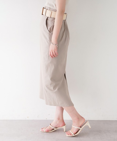 natural couture（ナチュラルクチュール）の「ストレッチリネンベルト付タイトスカート（スカート・レディース・ベージュ/ブラック/ライトベージュ/グリーン・FREE）」の18枚目の写真
