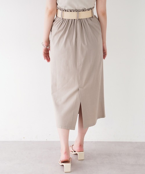 natural couture（ナチュラルクチュール）の「ストレッチリネンベルト付タイトスカート（スカート・レディース・ベージュ/ブラック/ライトベージュ/グリーン・FREE）」の19枚目の写真