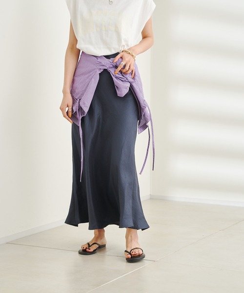 DouDou(ドゥドゥ)の「ブライトレーヨンサテンスカート(スカート・レディース・ベージュ/グリーン/ブルー・FREE)」の15枚目の写真