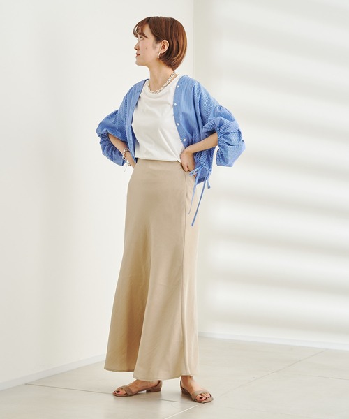 DouDou(ドゥドゥ)の「ブライトレーヨンサテンスカート(スカート・レディース・ベージュ/グリーン/ブルー・FREE)」の9枚目の写真