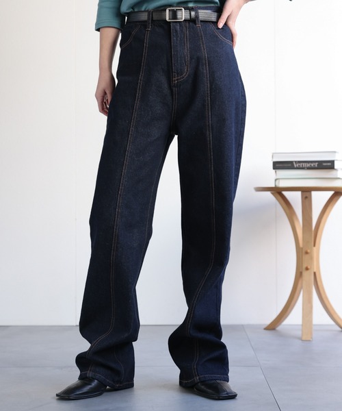 ap retro(アプレトロ)の「キリカエセミフレアデニムパンツ / フリンジデニムパンツ(デニムパンツ・レディース・インディゴブルー/ブルー/サックスブルー・SMALL/MEDIUM/LARGE)」の20枚目の写真