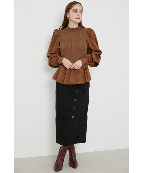 rienda（リエンダ）の「フロントボタンタックポイントスカート（スカート・レディース・ブラック/ピンク/ベージュ・MEDIUM/SMALL）」の13枚目の写真