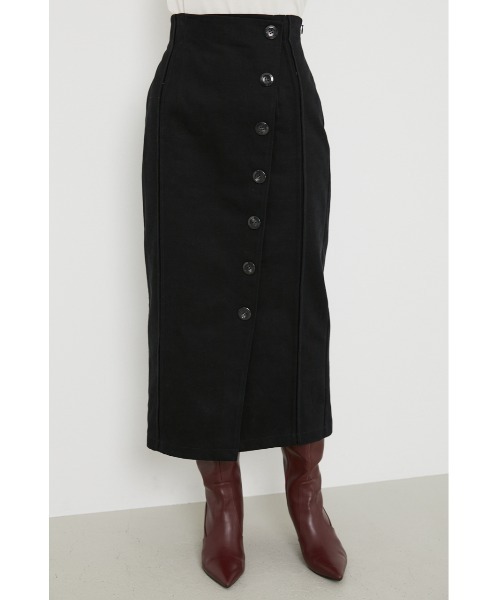 rienda（リエンダ）の「フロントボタンタックポイントスカート（スカート・レディース・ブラック/ピンク/ベージュ・MEDIUM/SMALL）」の4枚目の写真