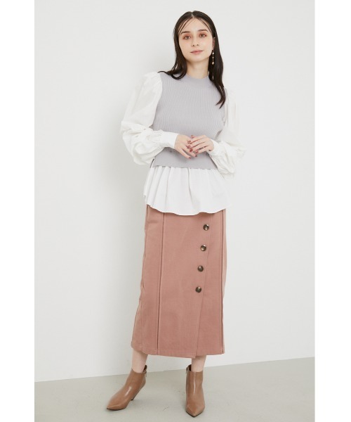 rienda（リエンダ）の「フロントボタンタックポイントスカート（スカート・レディース・ブラック/ピンク/ベージュ・MEDIUM/SMALL）」の18枚目の写真