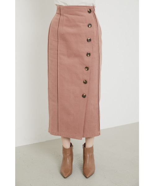 rienda（リエンダ）の「フロントボタンタックポイントスカート（スカート・レディース・ブラック/ピンク/ベージュ・MEDIUM/SMALL）」の9枚目の写真