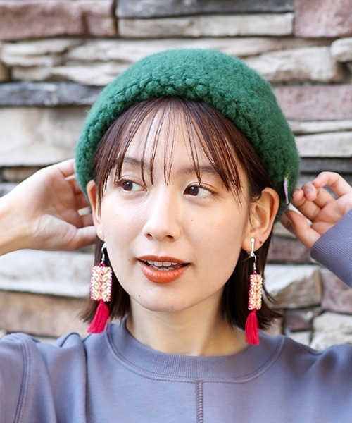 チチカカ（チチカカ）の「ぽこぽこベレー帽（ハンチング/ベレー帽・レディース・グリーン/パープル/イエロー・FREE）」の6枚目の写真