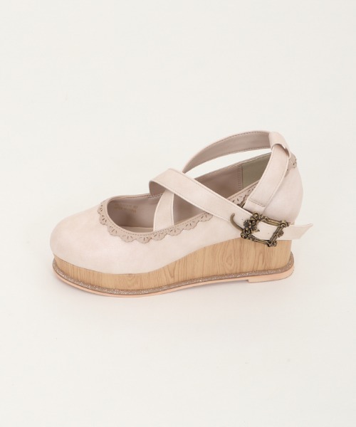 axes femme(アクシーズファム)の「クロスベルトウエッジパンプス(パンプス・レディース・ブラック/ベージュ・MEDIUM/LARGE)」の3枚目の写真