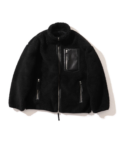 BEAMS LIGHTS（ビームスライツ）の「BEAMS LIGHTS / シープレザー ボアフリース ブルゾン 21（ブルゾン・メンズ・ベージュ/ブラック・SMALL/MEDIUM/LARGE）」の7枚目の写真