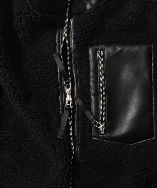 BEAMS LIGHTS（ビームスライツ）の「BEAMS LIGHTS / シープレザー ボアフリース ブルゾン 21（ブルゾン・メンズ・ベージュ/ブラック・SMALL/MEDIUM/LARGE）」の9枚目の写真