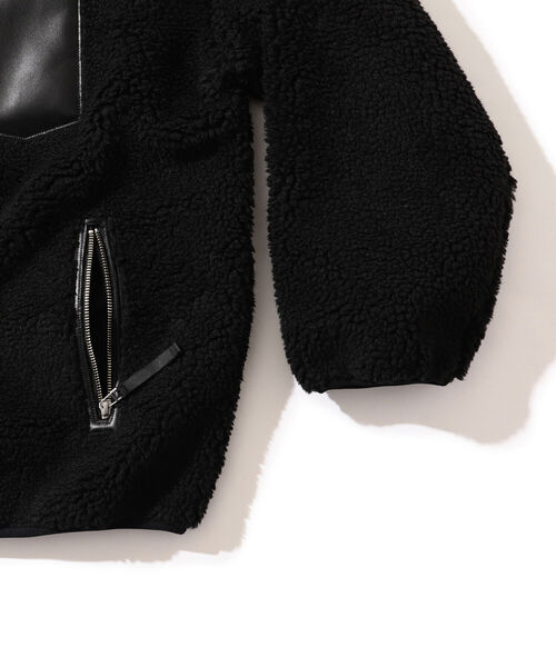 BEAMS LIGHTS（ビームスライツ）の「BEAMS LIGHTS / シープレザー ボアフリース ブルゾン 21（ブルゾン・メンズ・ベージュ/ブラック・SMALL/MEDIUM/LARGE）」の4枚目の写真