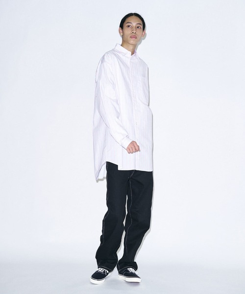 URBAN RESEARCH（アーバンリサーチ）の「GOODBETTERBEST　ネオンストライプシャツ（シャツ/ブラウス・メンズ・グリーン/オレンジ・1/2）」の8枚目の写真