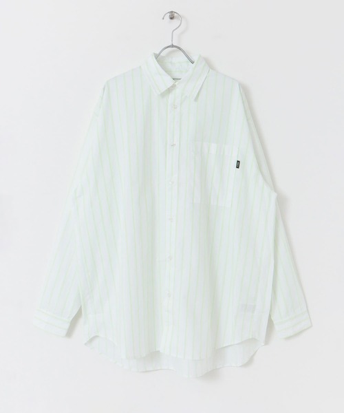 URBAN RESEARCH（アーバンリサーチ）の「GOODBETTERBEST　ネオンストライプシャツ（シャツ/ブラウス・メンズ・グリーン/オレンジ・1/2）」の5枚目の写真