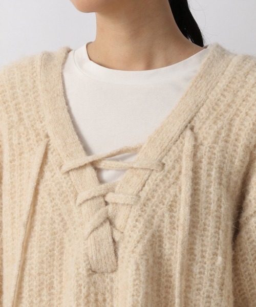 LOWRYS FARM（ローリーズファーム）の「２ＷＡＹメランジレースアップＬＳ　236934（ニット/セーター・レディース・チャコールグレー/ブラウン/グリーン/アイボリー・FREE）」の11枚目の写真