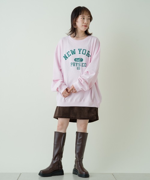 WHIMSIC（ウィムジック）の「【WHIMSIC】U.S コットンロゴスウェットクルー（Tシャツ/カットソー・レディース・チャコールグレー/パープル/ピンク/グリーン・FREE）」の7枚目の写真