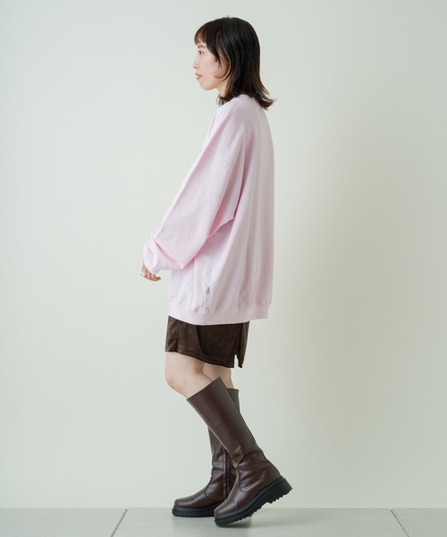 WHIMSIC（ウィムジック）の「【WHIMSIC】U.S コットンロゴスウェットクルー（Tシャツ/カットソー・レディース・チャコールグレー/パープル/ピンク/グリーン・FREE）」の18枚目の写真