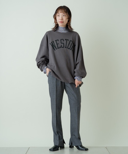 WHIMSIC（ウィムジック）の「【WHIMSIC】U.S コットンロゴスウェットクルー（Tシャツ/カットソー・レディース・チャコールグレー/パープル/ピンク/グリーン・FREE）」の16枚目の写真