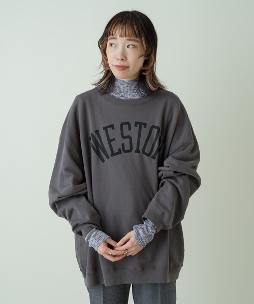 WHIMSIC（ウィムジック）の「【WHIMSIC】U.S コットンロゴスウェットクルー（Tシャツ/カットソー・レディース・チャコールグレー/パープル/ピンク/グリーン・FREE）」の10枚目の写真
