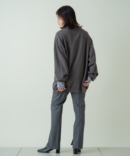 WHIMSIC（ウィムジック）の「【WHIMSIC】U.S コットンロゴスウェットクルー（Tシャツ/カットソー・レディース・チャコールグレー/パープル/ピンク/グリーン・FREE）」の12枚目の写真