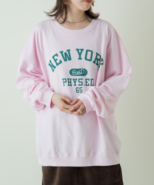 WHIMSIC（ウィムジック）の「【WHIMSIC】U.S コットンロゴスウェットクルー（Tシャツ/カットソー・レディース・チャコールグレー/パープル/ピンク/グリーン・FREE）」の20枚目の写真