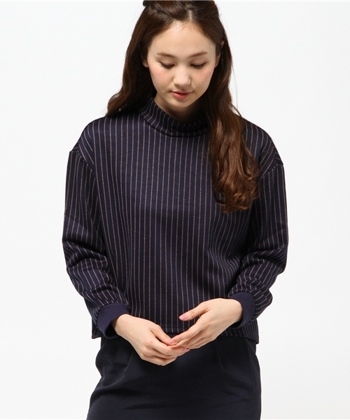 CIAOPANIC(チャオパニック)の「【Ciaopanic】ストライプハイネックPO(Tシャツ/カットソー・レディース・オフホワイト/ベージュ/レッド・FREE)」の2枚目の写真