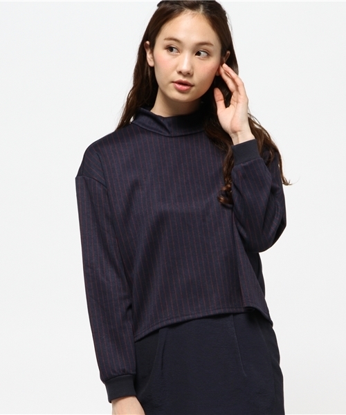 CIAOPANIC(チャオパニック)の「【Ciaopanic】ストライプハイネックPO(Tシャツ/カットソー・レディース・オフホワイト/ベージュ/レッド・FREE)」の3枚目の写真