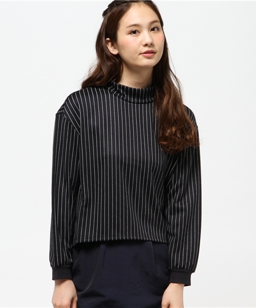 CIAOPANIC(チャオパニック)の「【Ciaopanic】ストライプハイネックPO(Tシャツ/カットソー・レディース・オフホワイト/ベージュ/レッド・FREE)」の1枚目の写真