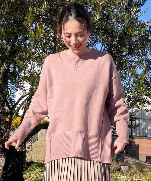 SHOO・LA・RUE(シューラルー)の「◆ざっくりもちもちバックスリットニット(ニット/セーター・レディース・ベージュ/アイボリー/ベビーピンク/ライトブルー/ブラック/レモンイエロー・00)」の7枚目の写真