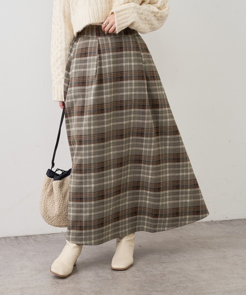 PUAL CE CIN（ピュアルセシン）の「【Du noir・WEB限定】チェックフレアスカート（スカート・レディース・ブラック系その他/グレー系その他/ベージュ系その他・FREE）」の5枚目の写真