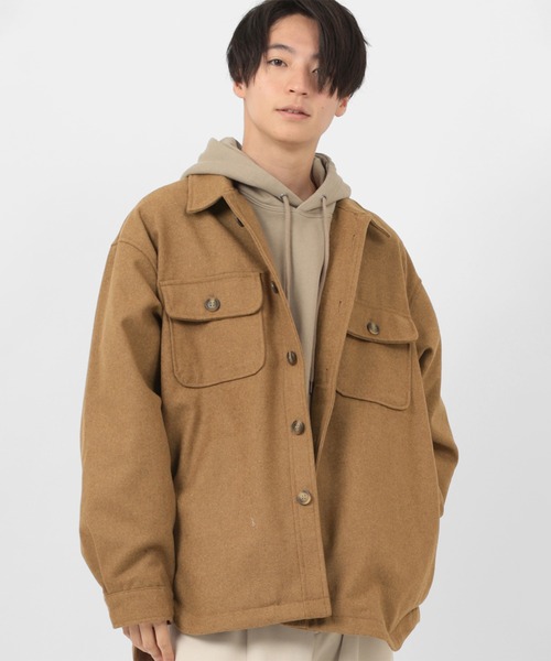 make a ray!（メイク ア レイ！）の「メルトン CPOシャツジャケット/ビッグシルエット（ブルゾン・メンズ・ライトブルー/ブラック/ネイビー/アイボリー/キャメル・M/L/XL）」の5枚目の写真