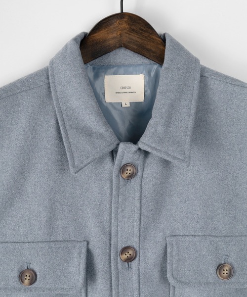 make a ray!（メイク ア レイ！）の「メルトン CPOシャツジャケット/ビッグシルエット（ブルゾン・メンズ・ライトブルー/ブラック/ネイビー/アイボリー/キャメル・M/L/XL）」の10枚目の写真