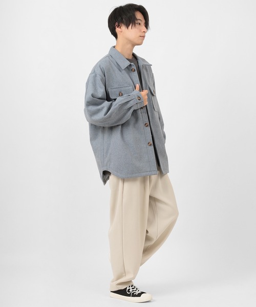 make a ray!（メイク ア レイ！）の「メルトン CPOシャツジャケット/ビッグシルエット（ブルゾン・メンズ・ライトブルー/ブラック/ネイビー/アイボリー/キャメル・M/L/XL）」の18枚目の写真